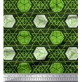 thumbnail image 1 of Soimoi Green polyester Crepe Fabric Geometrical Star Geometric Print Fabric by Yard 42 Inch Wide, 1 of 5