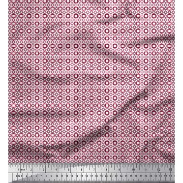Soimoi Poly Georgette Fabric Geometric Small Print Fabric by The Yard 52 Inch Wide