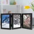 thumbnail image 3 of veasfak Hinged Photo Frame Wood Rectangle Picture Frame 4x6 for Bedroom Desk Desktop Black Triple Fold, 3 of 9