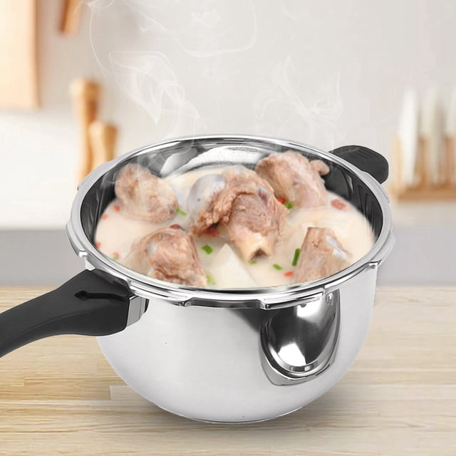 Pressure Cooker, 80KPA Explosion Proof Stainless Steel Pressure Canner with Valve & Handle, Efficient and Fast Cooking Pressure Cooking Pot for Gas Stove Induction Cooker