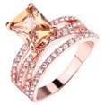thumbnail image 1 of Bague Bijou en Or Rose Carré Géométrique à Diamants au Style Simple, 1 of 5