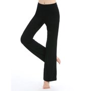 Fashnice Ladies Bottoms High Waist Leggings Solid Color Yoga Pants Long Sport Trousers Black 2XL