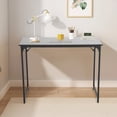 thumbnail image 3 of Computer Desk 48'' Simple Desk with Adjustable Feet, Large Office Desk with Metal Legs, Modern Steel Frame Wood Study Desk for Home Office, Black, 3 of 7