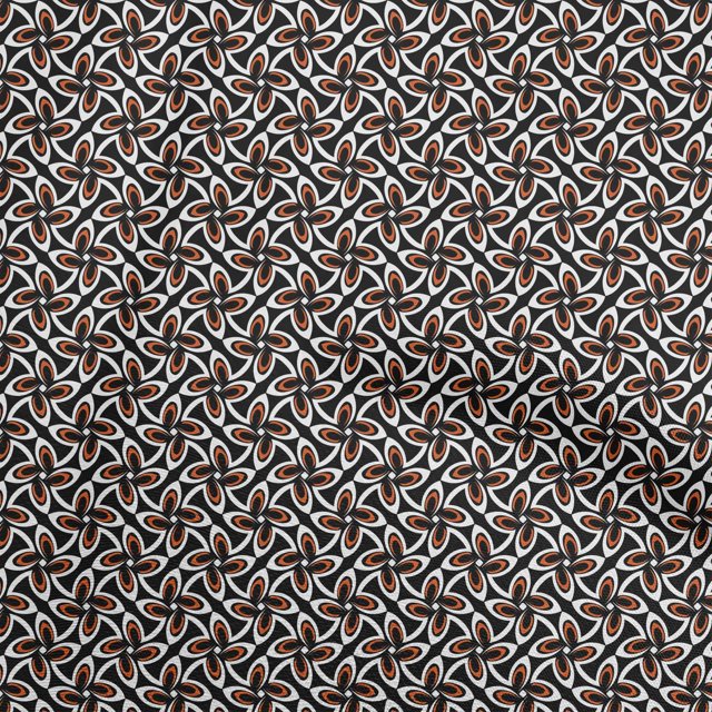 oneOone Silk Tabby Black Fabric Asian Block Fabric For Sewing Printed Craft Fabric By The Yard 42 Inch Wide