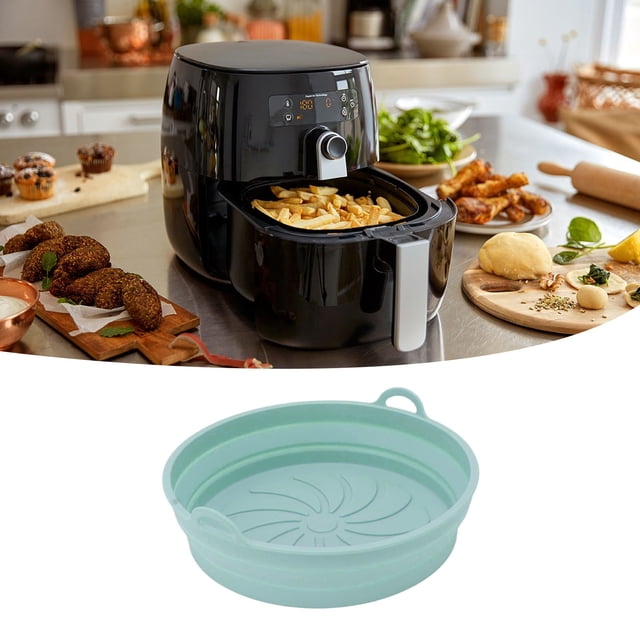 Air Fryer Silicone Liner,2Pcs Reusable Non Stick Air Fryer Silicone Basket Air Fryers Silicone Pots Foldable Round Silicone Insert Liners With Handle Air Fryer Oven Accessories