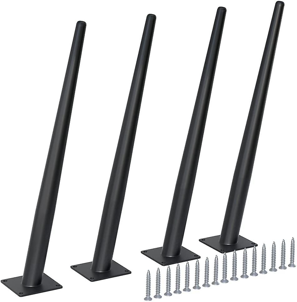 4 Pcs 16 Inch Heavy Duty Matte Black Metal Slant Angled Tapered Legs Set For Furniture, Mid Century Modern Style Feets For Coffee Table Couch Sofa Cab