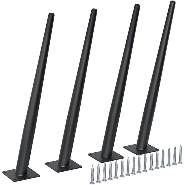 4 Pcs 16 Inch Heavy Duty Matte Black Metal Slant Angled Tapered Legs Set For Furniture, Mid Century Modern Style Feets For Coffee Table Couch Sofa Cab