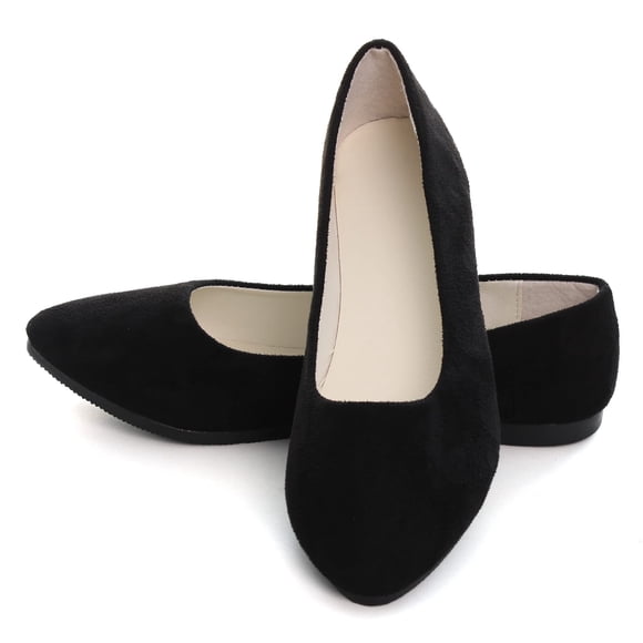 Dear Time Women Flat Shoes Comfortable Slip on Pointed Toe Ballet Flats Black US 8.5