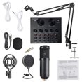 thumbnail image 1 of Professional V8 Live Broadcast & Recording Kit: Black Sound Card with 30Hz-15KHz Frequency, 2m Cable Microphone, Shock Mount, Pop Filter, Adjustable Stand, and Audio Adapter – Compact 125x105x28mm, 1 of 6