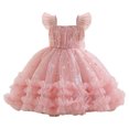 thumbnail image 2 of LOVZFMLL Robe à Manches Longues à Col Rond Unie pour Filles de Printemps et d'Été, Élégante et Douce, Robe Polyvalente à Manches Lanterne pour Filles, 2 of 4