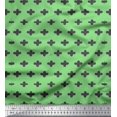 thumbnail image 1 of Soimoi Green Silk Fabric Plus Sign Geometric Printed Craft Fabric by the Yard 42 Inch Wide, 1 of 3