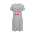 thumbnail image 5 of Chemises de Nuit pour Femmes, Imprimé de Cœur, Robe de Nuit à Manches Courtes, Col Rond, Chemise de Sommeil Confortable, Robe de Pyjama, Tenue de Nuit, T-Shirt, Tenue d'Intérieur, Robe de Maison, Grande Taille, Tenue de Nuit, Gris, TG, 5 of 5
