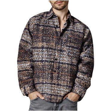YOIAVAIOY Chemise à Carreaux pour Homme à Manches Longues Ample Décontractée à Boutons Chemises à Carreaux Chemise de Travail avec Poches