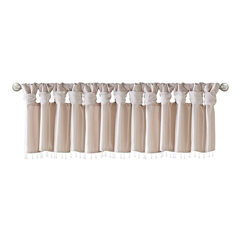 Madison Park Polyester Lightweight Faux Silk Valance with Beads in Blush