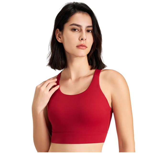 Yuyuzo Sports Bras for Women Wireless Round Neck High Support Seamless Full Coverage Workout Crop Tank Tops