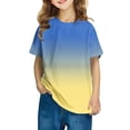 thumbnail image 1 of Bocqde Summer Cool Casual Shirts For Kids Short Sleeve Gradient Color Round Neck Top,3-14 Years, 1 of 4