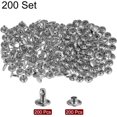 thumbnail image 3 of 200 Sets Leather Rivets 8 x 8mm Metal Double Cap Rivet Snaps Studs Fasteners with 3pcs Setting Tools Rivets for Leather Craft DIY Repair Decoration, Silver Tone, 3 of 7