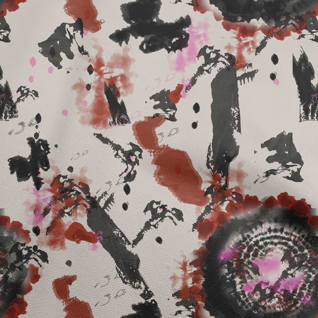 oneOone Rayon Maroon Fabric Abstract Texture Craft Projects Decor Fabric Printed By The Yard 56 Inch Wide
