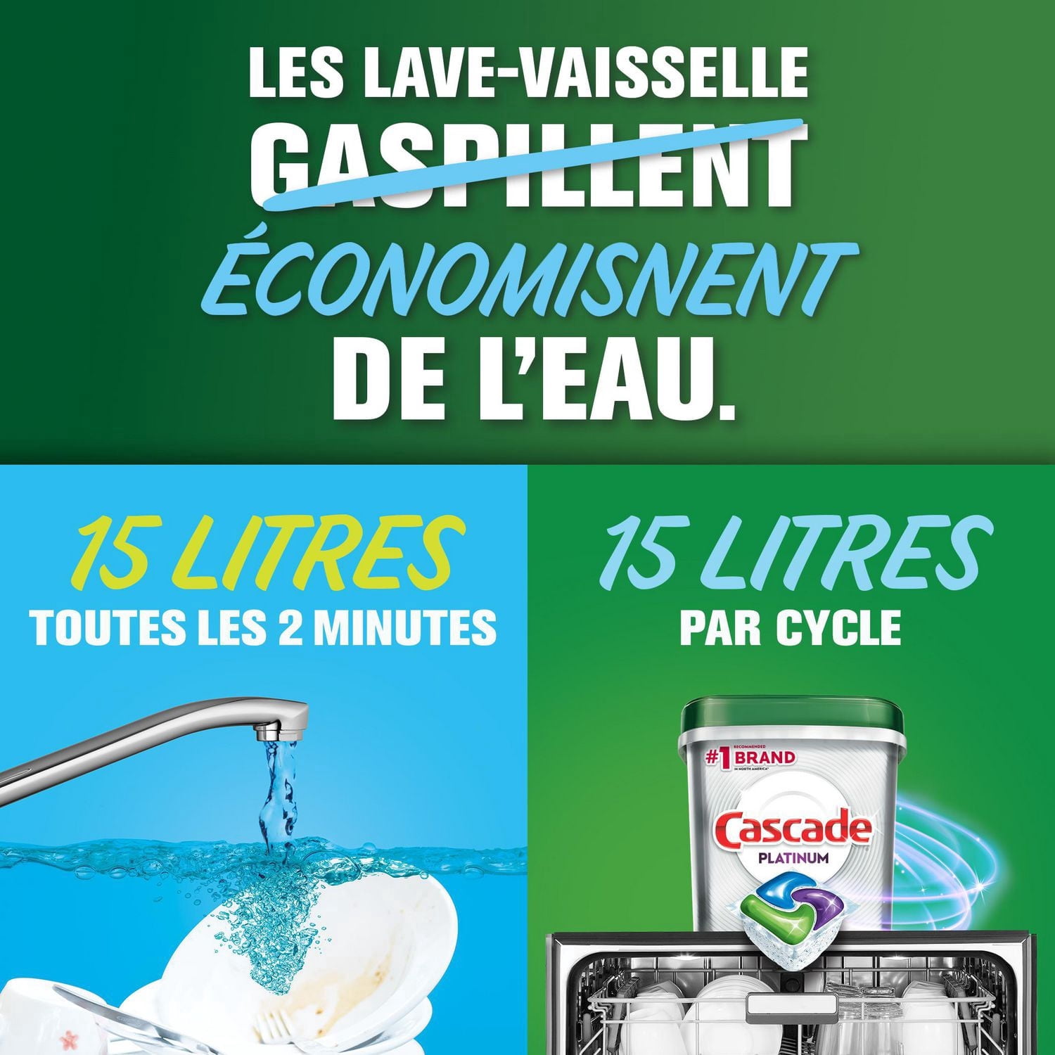Cascade Platinum Plus Dosettes pour Lave-Vaisselle, Détergent pour Lave-Vaisselle ActionPacs, Citron Net 21CT