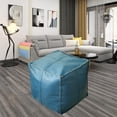 thumbnail image 4 of Unstuffed Pouf Cover Foot Stool Hassock Storage Ottoman Foot Rest Decor , Blue Square, 4 of 8
