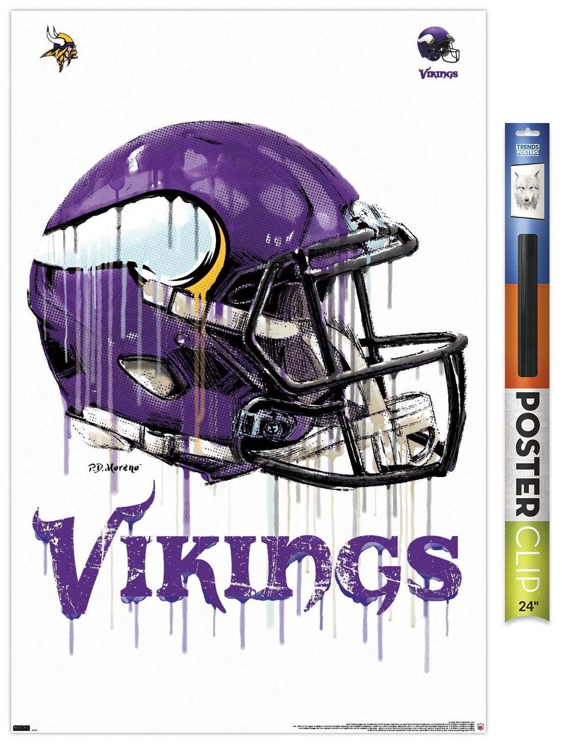 NFL Minnesota Vikings - Drip Helmet 20 Wall Poster, 22.375" x 34" Framed