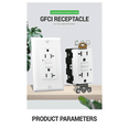 thumbnail image 3 of GFCI Outlet 20A, GFI Electrical Receptacle with LED Indicator, 20A Tamper- Ground Fault Circuit Interrupter, 3 of 8