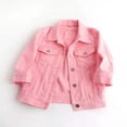 thumbnail image 2 of Hansber Women's 3/4 Sleeve Denim Jacket Coat Basic Button Down Stretch Jacket with Pockets Pink XXL, 2 of 5