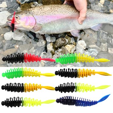 8Pcs/Set 5.5cm/1.3g Fishing Lure Simulated Bright Color Flexible Vivid Reusable Fish Attraction Universal Soft PVC Trout Fishing Artificial Worm Swimbait Fishing Gear