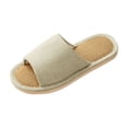 thumbnail image 2 of Xfvqtps Men House Slippers Linen Flax Insole Memory Foam Soft Sole Non Slip Slide Bedroom Indoor Slippers Beige, 2 of 5