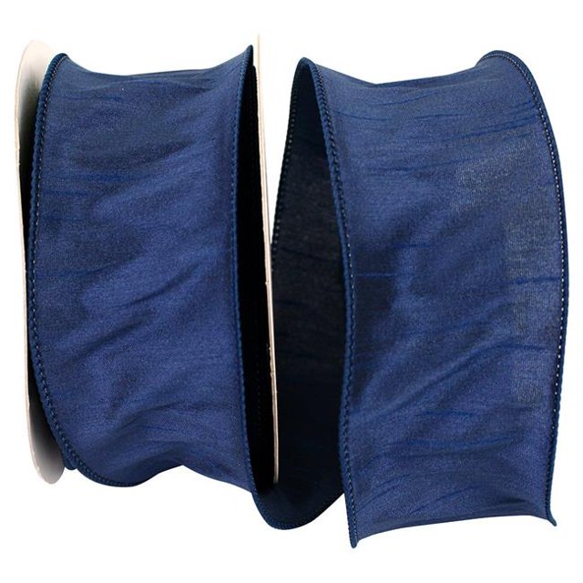 Reliant Ribbon 92975W-055-40H 20.5 in. 20 Yards Dupioni Supreme Wired Edge Ribbon, Navy