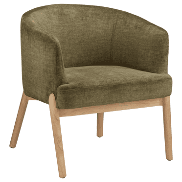 Bouclair Khaki Fabric and Wood Accent Chair