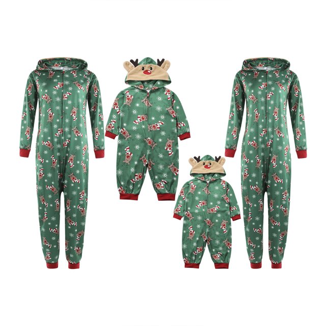 Gupgi Noël Famille Correspondant Pyjamas Adulte Cerf Print Nightwear
