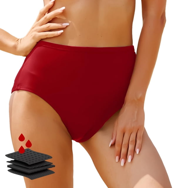 Women Bikini Bottoms High Waist Retro Basic Full Coverage Skin Friendly Beach Swimwear