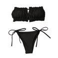 thumbnail image 2 of Gupgi Womens Solid Color Swimming Set, Bandage Bikini Top + Lace Up Briefs, 2 of 5