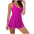 thumbnail image 1 of EGNMCR Bikini Set Women's Solid Color Swimsuit Fashion V Neck Lace Split Swimwear Set, 1 of 5