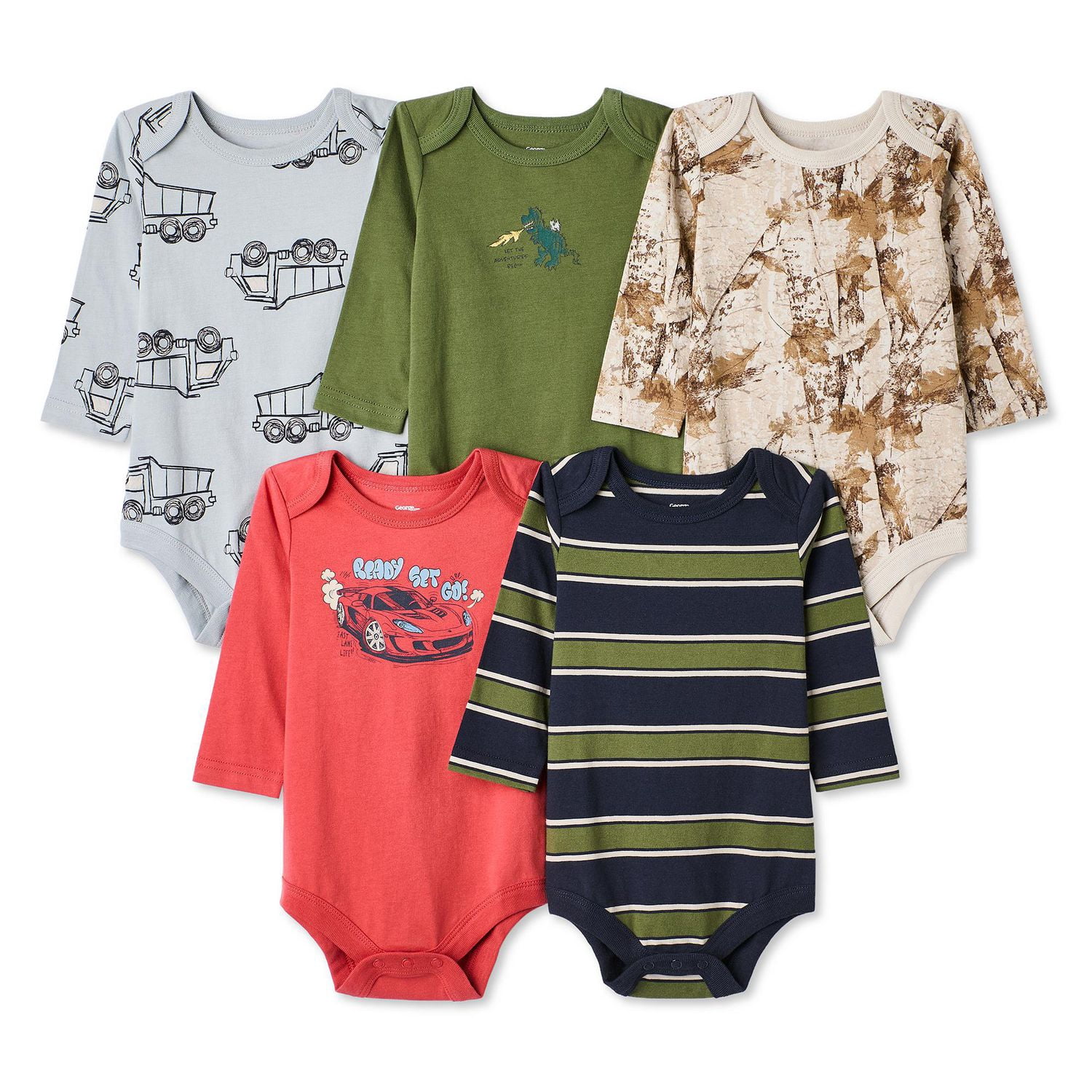 Lot de 5 cache-couches à manches longues George pour bébés garçons