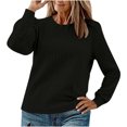 thumbnail image 2 of WRKEKC T-Shirts à Manches Longues pour Femmes, Hauts d'Été pour Femmes, Hauts Décontractés Unis à Texture Torsadée Col Rond Manches Longues, 2 of 4