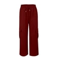 thumbnail image 5 of Tnhcen Women's Drawstring Low-Rise Cargo Pants - Multi-Pocket Stretch Workwear Relaxed Fit Casual Style Soft Lightweight Trousers, 5 of 5