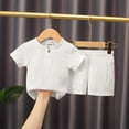 thumbnail image 1 of Boys Summer Outfit Set Soft Linen Blend Short Sleeve Tee and Comfortable Shorts, 1 of 3