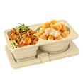 thumbnail image 3 of Meitianfacai Silicone Reusable Snack Container with Lid Leakproof Double Compartment Condiment Box Portable for Travel Easy to Clean Dishwasher Safe Meal Prep Box (Beige), 3 of 8