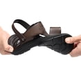 thumbnail image 4 of Dakaela Men's Leather Flat Sandals Open Toe Slip on Slides Summer Slides with Adjustable Dual Strap, 4 of 6