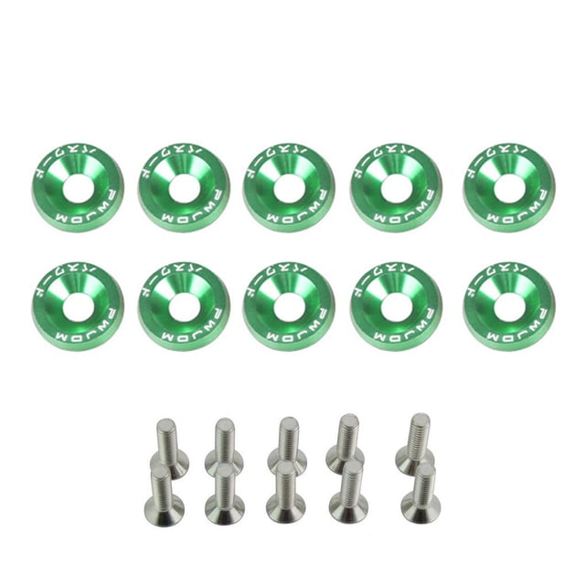 Youkk Ensemble de 10 Pcs Vis de Voiture Rondelles Assortiment Boulons de Véhicule Kit de Rondelle Décoratif Pièces de Rechange Automobile Vert