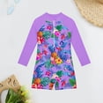 thumbnail image 1 of Kid Girl Swimsuits Rash Guard Cute Print Long Sleeve Sun Protection Summer Bathing Suit for Kids 7-8Y, 1 of 3