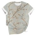 thumbnail image 4 of Liquidation Fatuov T-Shirts Col Rond Grande Taille pour Femmes Manches Courtes T-Shirts Graphiques Été Imprimé Floral Doux Blouses Multicolores, 4 of 5
