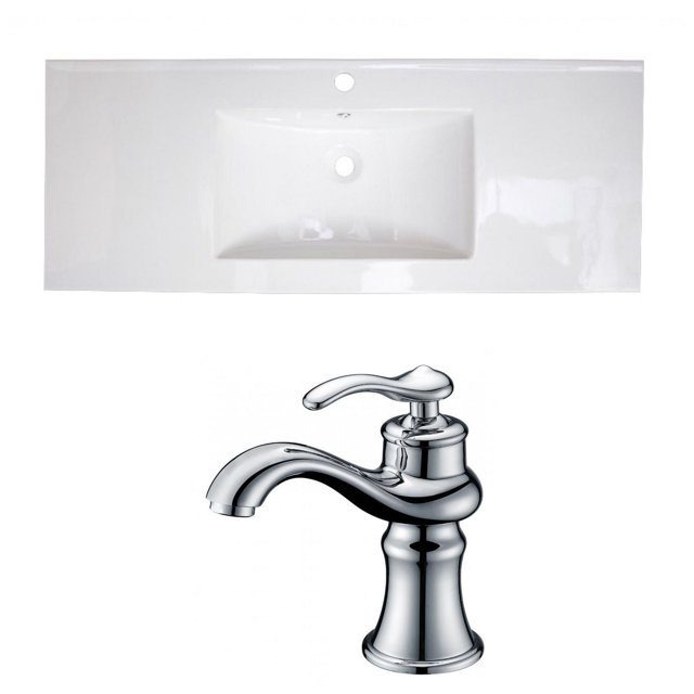 American Imaginations 48-in. W 3H4-in. Ceramic Top Set In White Color AI-15771