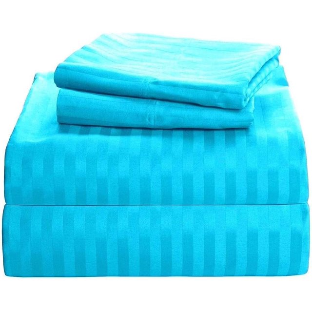 900 Thread Count 100% Egyptian Cotton 4-Piece Bed Sheet Set (1 Flat, 1 Fitted Sheet, 2 Pillow Covers) 30 Inches Deep Pocket Size Stripe Pattern