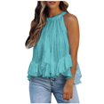 thumbnail image 1 of outfmvch Hauts pour Femmes Camisole pour Femmes Mode pour Femmes Débardeur Sans Manches Col Rond Hauts Unis T-Shirt Camisole Chemise corset Hauts pour Femmes Bleu P, 1 of 9
