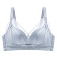 thumbnail image 4 of Bigersell Front Closure Bras for Women Summer Wireless Bra Wire-Free Bra Style R3681 V-Neck Full-Coverage Bras Hook and Eye Bra Closure Women Size Lace Bras Gray M, 4 of 4