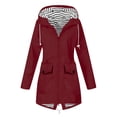 thumbnail image 1 of Pisexur Manteaux d'Hiver pour Femmes Imperméables de Plein Air Randonnée Imperméable Manteau de Pluie pour Femmes Doublé Veste de Pluie Légère à Capuche Manteaux Trench, 1 of 5