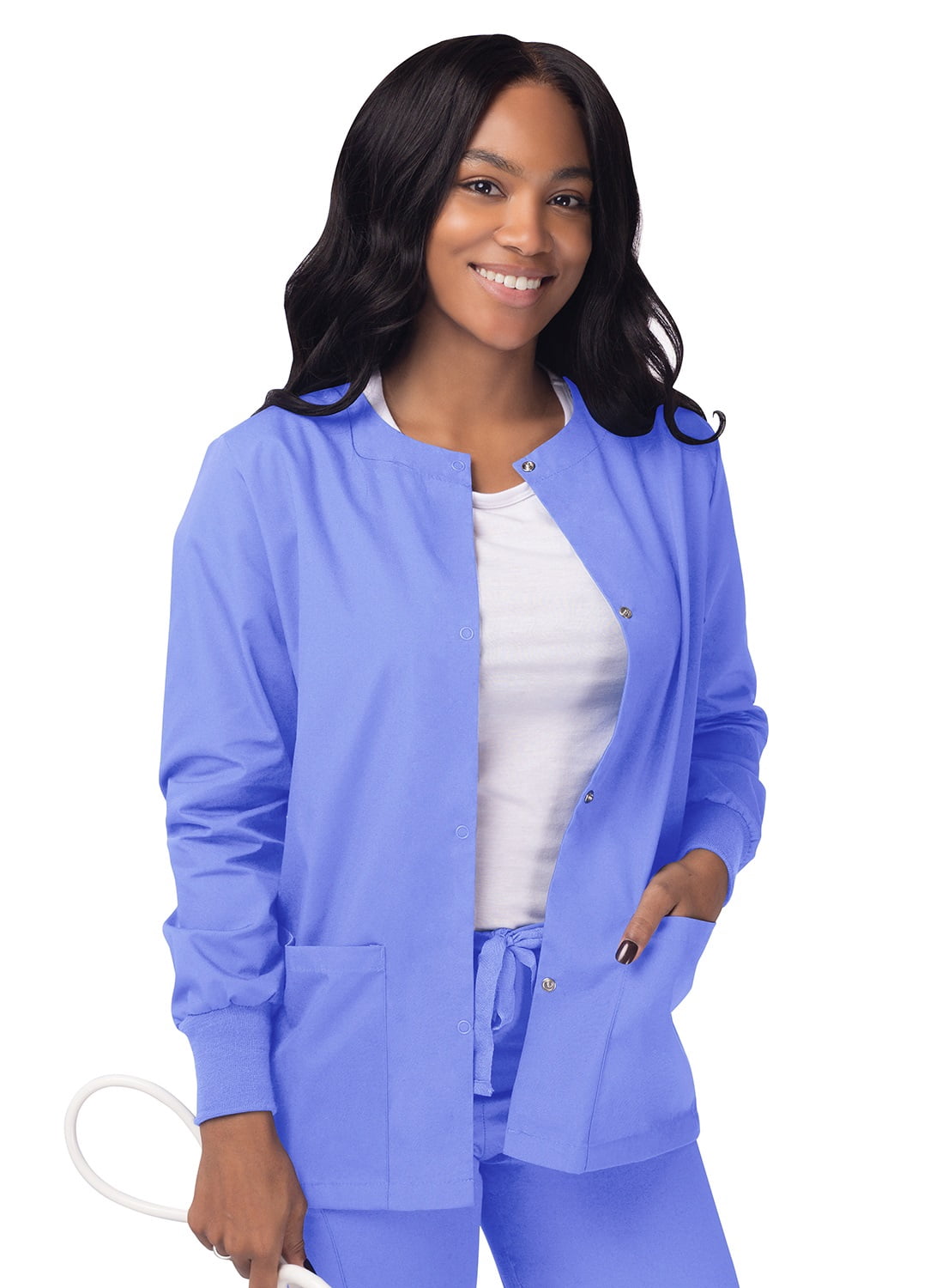 Sivvan Veste d'Échauffement pour Sarraus pour Femmes / Boutons-Pression à l'Avant - Col Rond